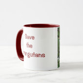 Wilde dieren opslaan: schattige orang - oetans in mok (Voorkant links)