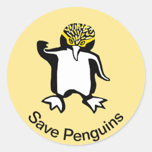 Wilde dieren - Pinguïns redden - Natuur - Geel Ronde Sticker
