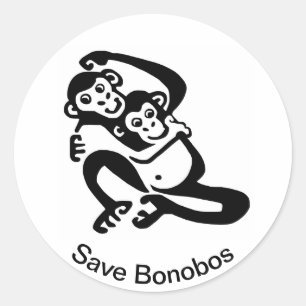 Wilde dieren - Red BONOBOS - Chimpansee - Afrika Ronde Sticker