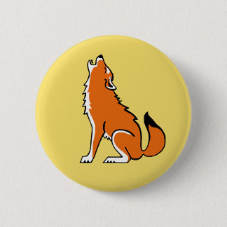 Wilde dieren - Rode WOLF- Natuur- geel Ronde Button 5,7 Cm