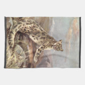  wilde dieren, sneeuwluipaard van CE Swan Theedoek (Horizontaal)