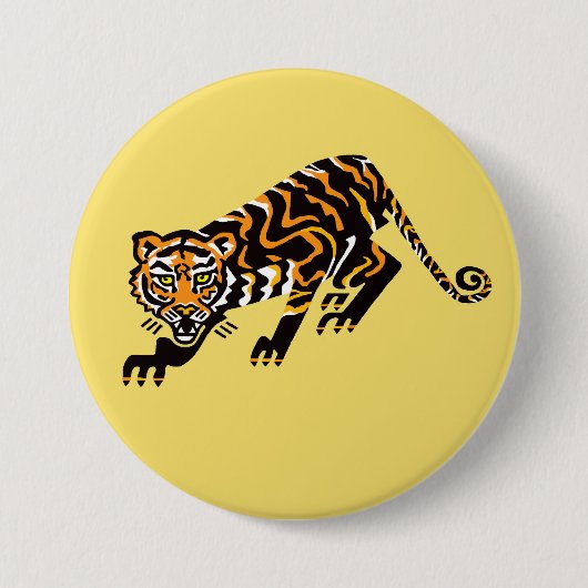 Wilde dieren - TIJGER - Wildlife - Geel Ronde Button 7,6 Cm (Voorkant)