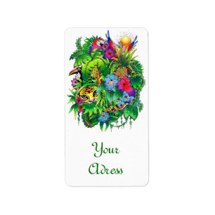 Wilde Dieren verborgen in Surreal Oerwoud Etiket