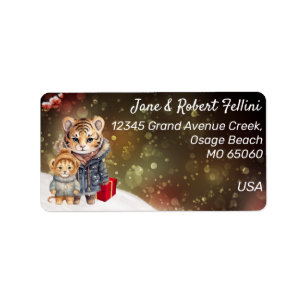 Wilde dieren Winter dromerige cadeau feestelijk aa Etiket