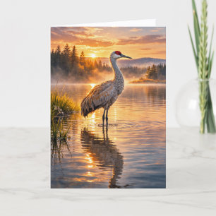 Wilde dieren Zandheuvelkraan Reflectief meer scène Kaart