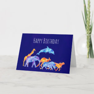 Wilde Dierenveer Colorful Waterverf Birthday Kaart
