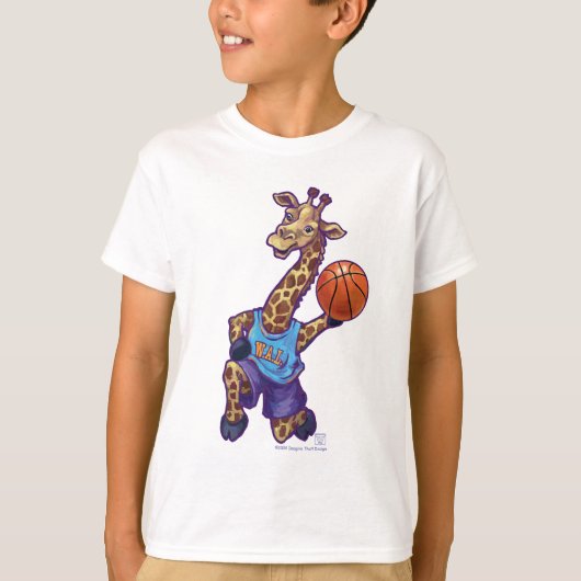 Wilde dierlijke Giraffe Basketball Star T-shirt (Voorkant)