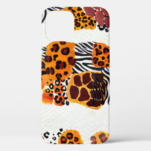 Wilde dierlijke mix naadloos patroon. Jaguar, luip iPhone 12 Hoesje