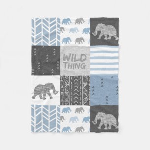 Wilde ding - Blauwe olifant Fleece Deken