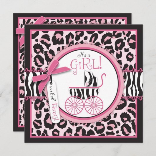 Wilde Ding Uitnodiging Rare Roze B (Voorkant / Achterkant)