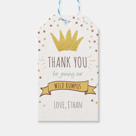 Wilde dingen bedanken jullie label Crown Boy Cadeaulabel (Voorkant)