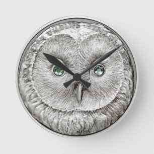WILDE DINGEN: Silver Owl Round Wall klok