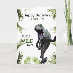 Wilde Dinosaur Jurassische Roofdier Verjaardag Kaart