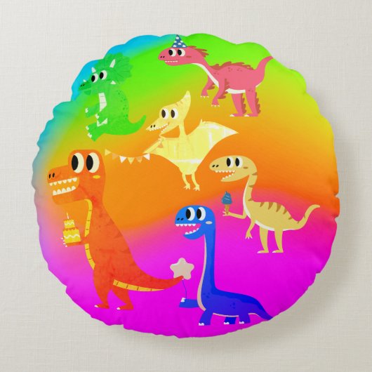 wilde dinosaurussen rond kussen (Voorkant)