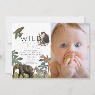 Wilde Eén Afrikaanse Safari Dieren Foto 1e Verjaar Kaart