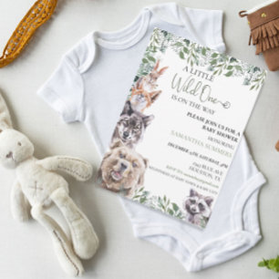 Wilde Eén Baby Shower Bos Dieren Kaart