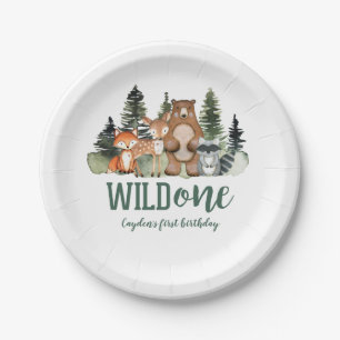 Wilde Eén Bosdier Eerste Verjaardag Papieren Bordje