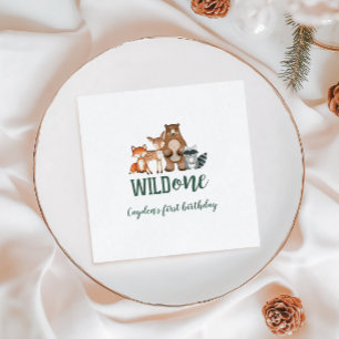 Wilde Eén Bosdier Eerste Verjaardag Servet