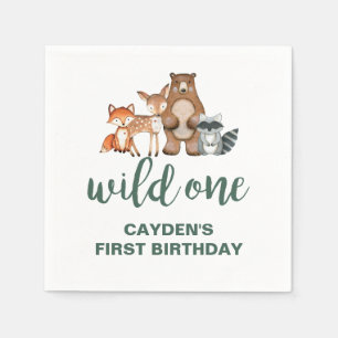 Wilde Eén Bosdier Eerste Verjaardag Servetten