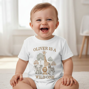 Wilde Eén Jongen 1e Verjaardag Safari Baby