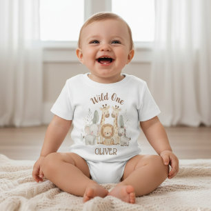 Wilde Eén Jongen 1e Verjaardag Safari Baby