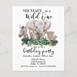 Wilde Eén Jungle Aquarel Olifant Zebra Budget Flyer