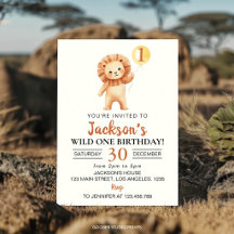 Wilde Eén Leeuw Gele Ballonnen Jongens Verjaardag