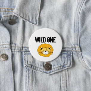 Wilde één Lion hoofd safari 1ste verjaardag Ronde Button 7,6 Cm