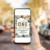 Wilde Eén Luipaardprint Jungle Verjaardagsuitnodig Kaart