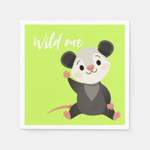 Wilde Eén Opossum Schattige Groene Bosfeestje