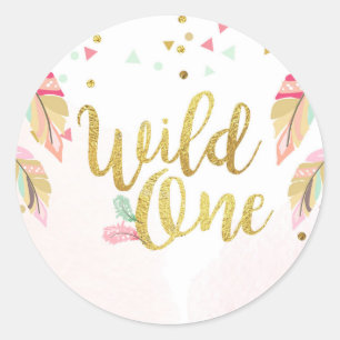 Wilde één Partij voor Labels Sticker Roze Gold Boh