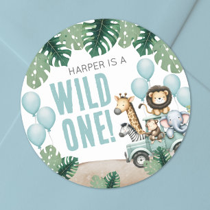 Wilde Eén Safari 1e Verjaardag Ronde Sticker