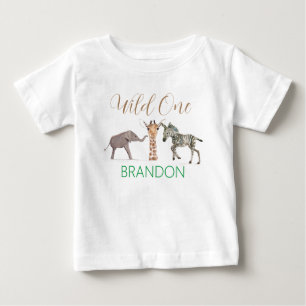 Wilde Eén Safari Dier 1e Verjaardag Baby