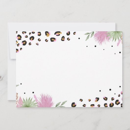 Wilde Eén Safari Luipaard 1e Verjaardagsuitnodigin Kaart (Achterkant)