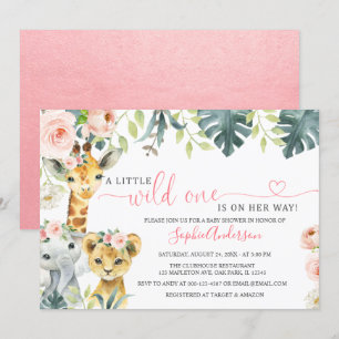 Wilde één safari oerwoud meisje baby shower in kaart