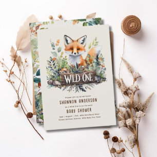 Wilde Eén Vos Baby Bosdieren Rustiek Kaart