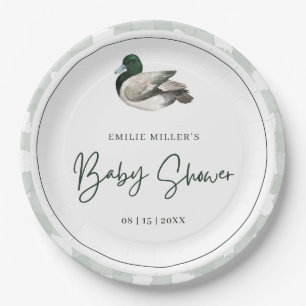 Wilde Eend Baby Shower Cadeau Kleur Neutraal Groen Papieren Bordje