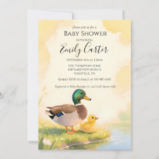 Wilde-eend met jongen Baby Shower Kaart