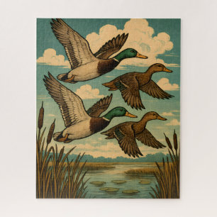 Wilde eenden in vlucht Wildlife Art Legpuzzel