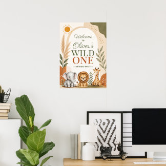 Wilde Eerste Safari Verjaardag Poster