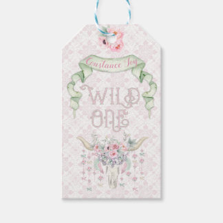 Wilde Eerste Verjaardag Roze Groen Tribal Cadeaulabel