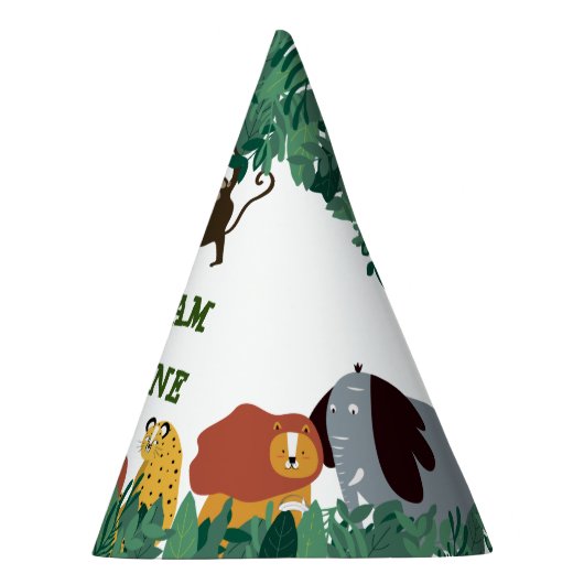 Wilde Eerste Verjaardagsfeestje Jungle Safari Feesthoedjes (Rechts)