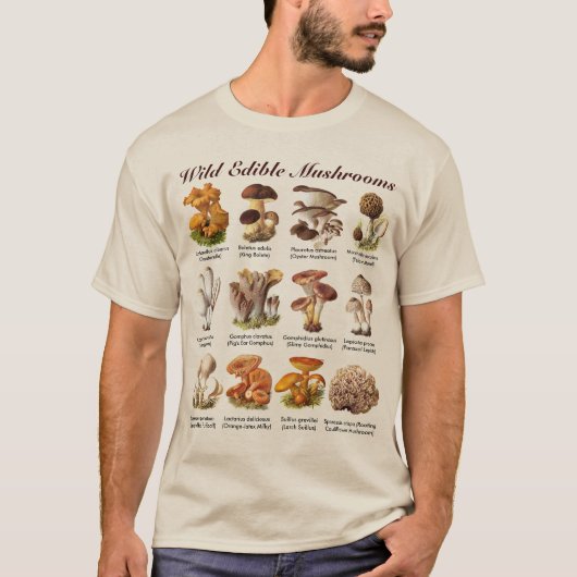Wilde eetbare paddenstoelen T-shirt (Voorkant)