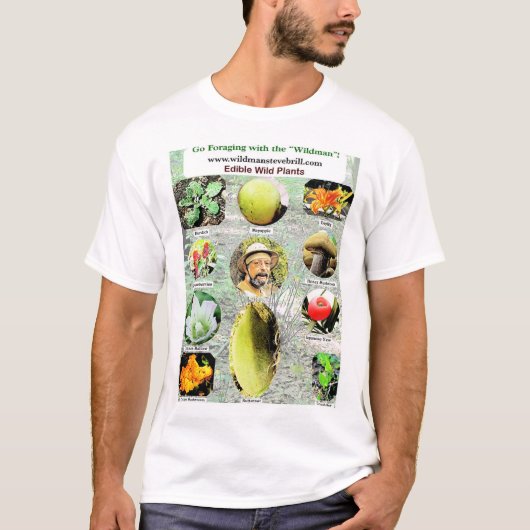 Wilde Eetbare Planten van "Wildman" Steve Brill T-shirt (Voorkant)