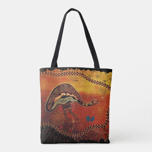 Wilde EMU Aboriginal Canvas tas (Achterkant)