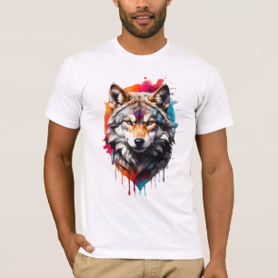 Wilde en artistieke Waterverf Splash Art Wolf T-shirt