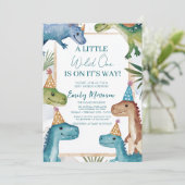 Wilde en dinosaurussen en Baby shower Kaart (Staand voorkant)