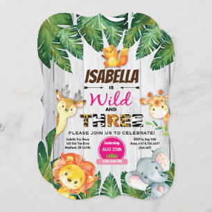 Wilde en Drie derde verjaardag uitnodiging safari