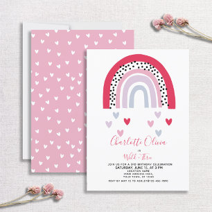 Wilde en Drie Roze Regenboogmeisjes: Birthday Part Kaart