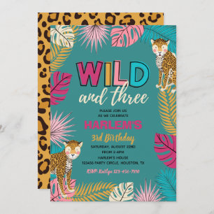 Wilde en Drie Uitnodiging   Cheetah Invitation
